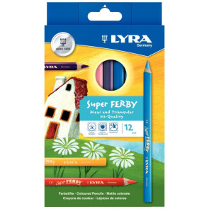 Etui de 12 crayons de couleur triangulaire Super Ferby diamètre 6,25mm assortis