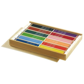 Coffret bois de 144 crayons de couleur gros module assortis