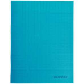 Piqûre 96 pages, couverture en polypropylène, format 17x22 cm, seyès, coloris bleu