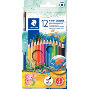 Etui de 12 crayons de couleur Noris Club aquarell assorties + 1 pinceau gratuit