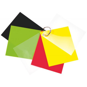 Pochette de 30 feuilles de plastique fou couleurs assorties : transparent, jaune, rouge, vert et noir