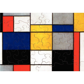 Puzzle en bois d'environ 24 pièces, COMPOSITION 123 de  MONDRIAN